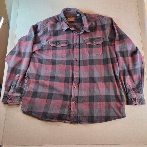 Orvis Men’s XXL Flannel Shirt Button Up Long Sleeve Plaid 100% Cotton - Picture 1 of 15